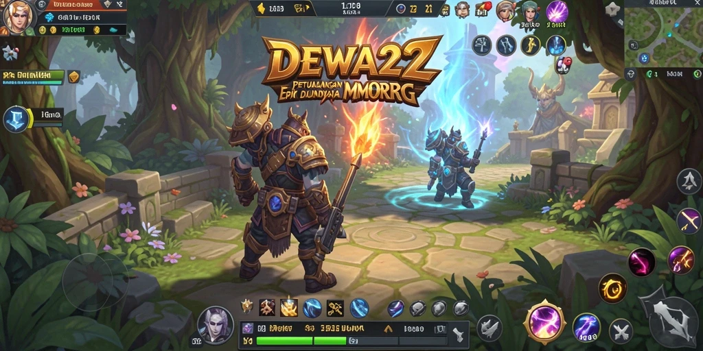 Tangkapan layar DEWA22 menampilkan aksi seru dalam dunia MMORPG.