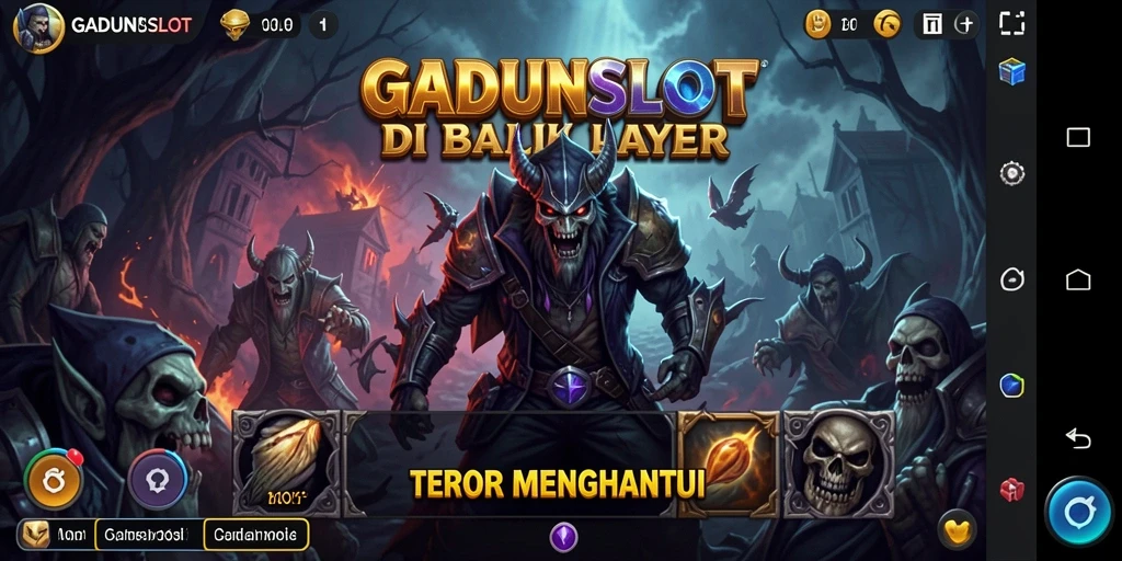 Tampak gameplay GADUNSLOT dengan suasana Horror yang mencekam.