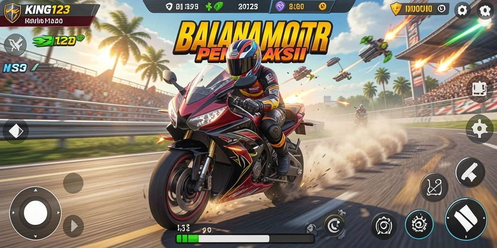 Gambaran menarik dari gameplay balap motor di KING123.