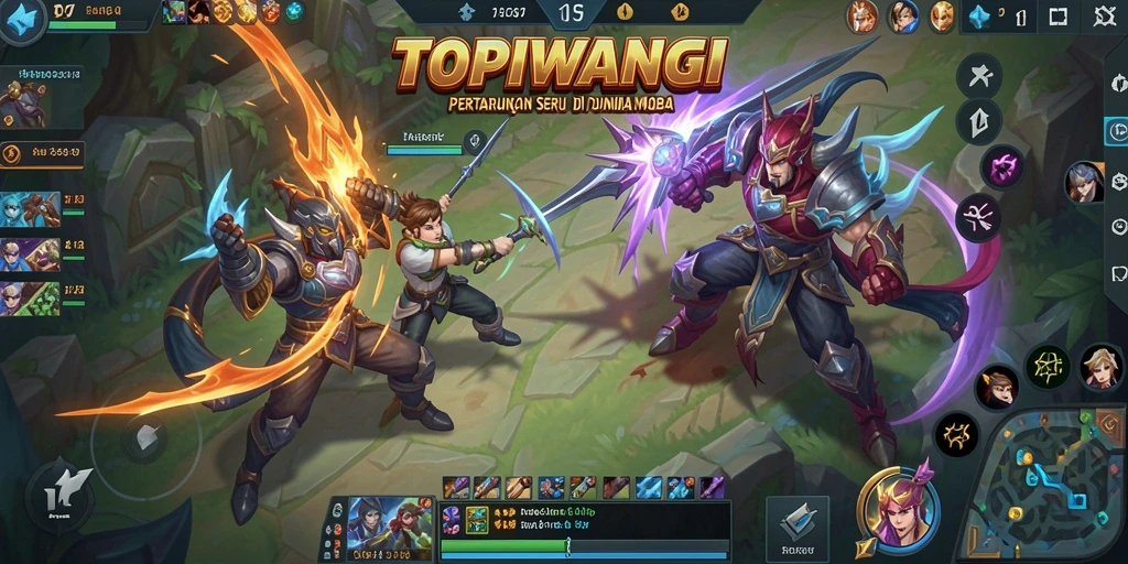 Gameplay seru dalam arena pertarungan TOPIWANGI.